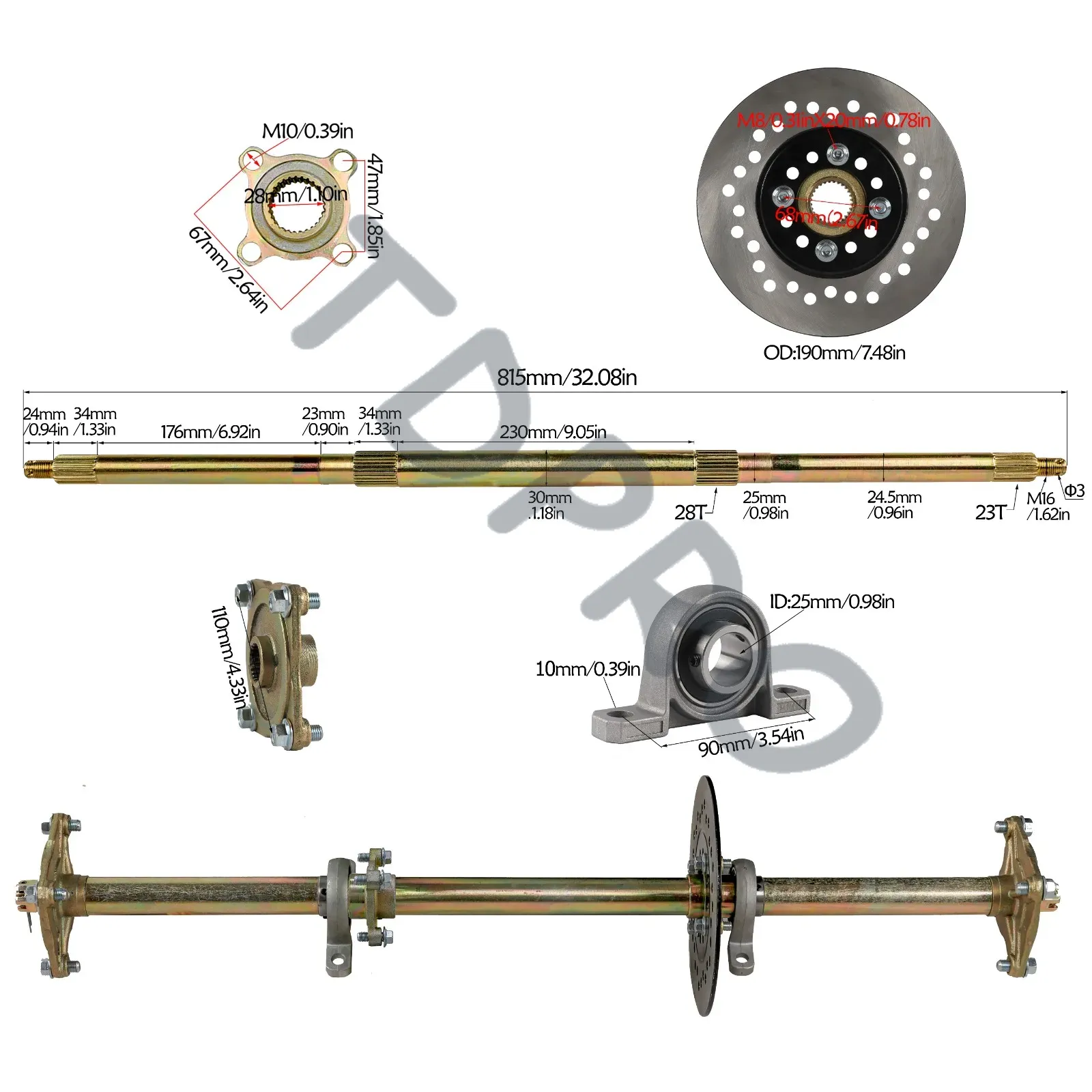 TDPRO 32 ''Go Kart asse poster - 428 Chain recensione e prezzo
